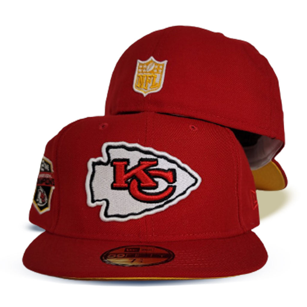 Red Kansas City Chiefs Yellow Bottom 2X Super Bowl Champions Side