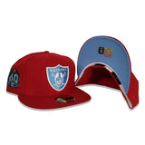 Red Las Vegas Raiders Icy Blue Bottom 60th Anniversary Side Patch New Era 59Fifty Fitted