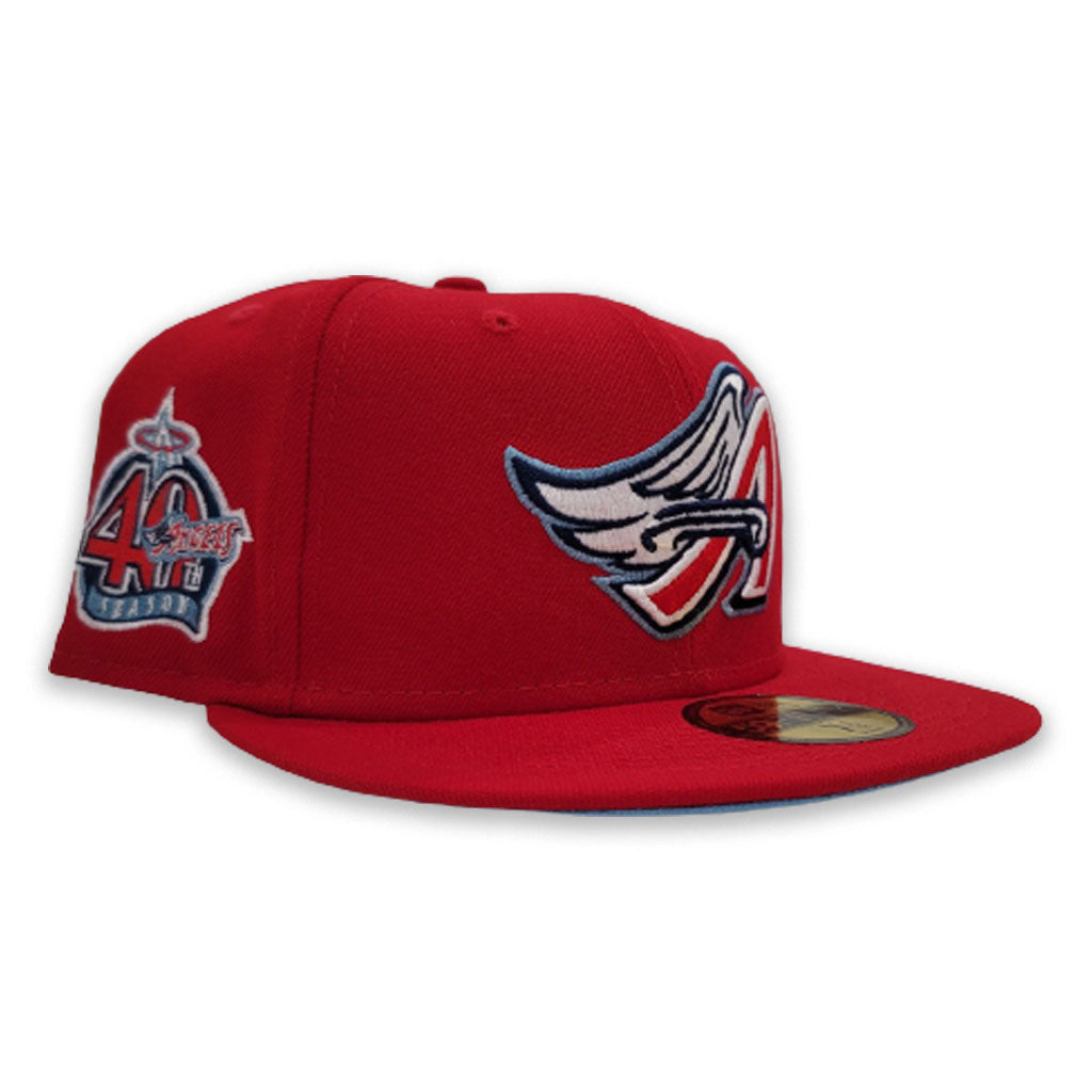 Red Los Angeles Angels Icy Blue Bottom 40th Season Side Patch New Era  59Fifty Fitted