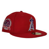 Red Los Angeles Angels Purple Bottom 50th Anniversary New Era 59Fifty Fitted