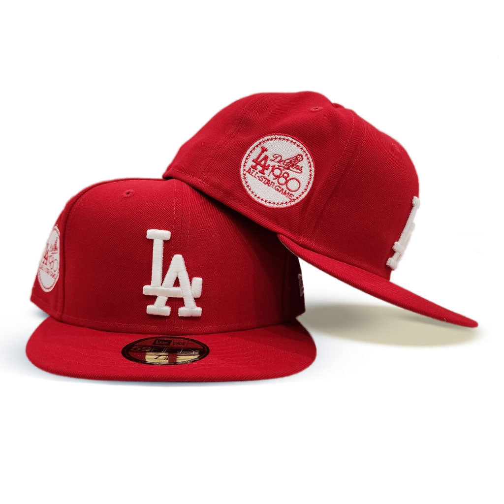 Los Angeles Dodgers Hat Baseball Cap Fitted 7 1/2 New Era Red