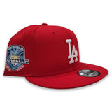 Red Los Angeles Dodgers Icy Blue Bottom 50th Anniversary Side Patch New Era 9Fifty Snapback