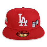 Red Los Angeles Dodgers Pink Bottom 2020 World Series Champions New Era 59Fifty Fitted