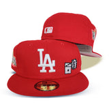 Red Los Angeles Dodgers Pink Bottom 2020 World Series Champions New Era 59Fifty Fitted