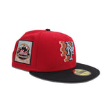 Red New York Mets Black Visor Gray Bottom 25th Anniversary Side Patch New Era 59Fifty Fitted