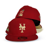 Red New York Mets Soft Yellow Bottom 1986 World Series Side Patch New Era Fitted
