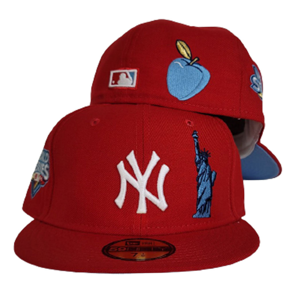 Red fitted hats with patches Clearance