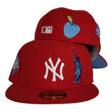 Red New York Yankees Icy Blue Bottom 2009 World Series Side Patch New Era 59Fifty Fitted Hat