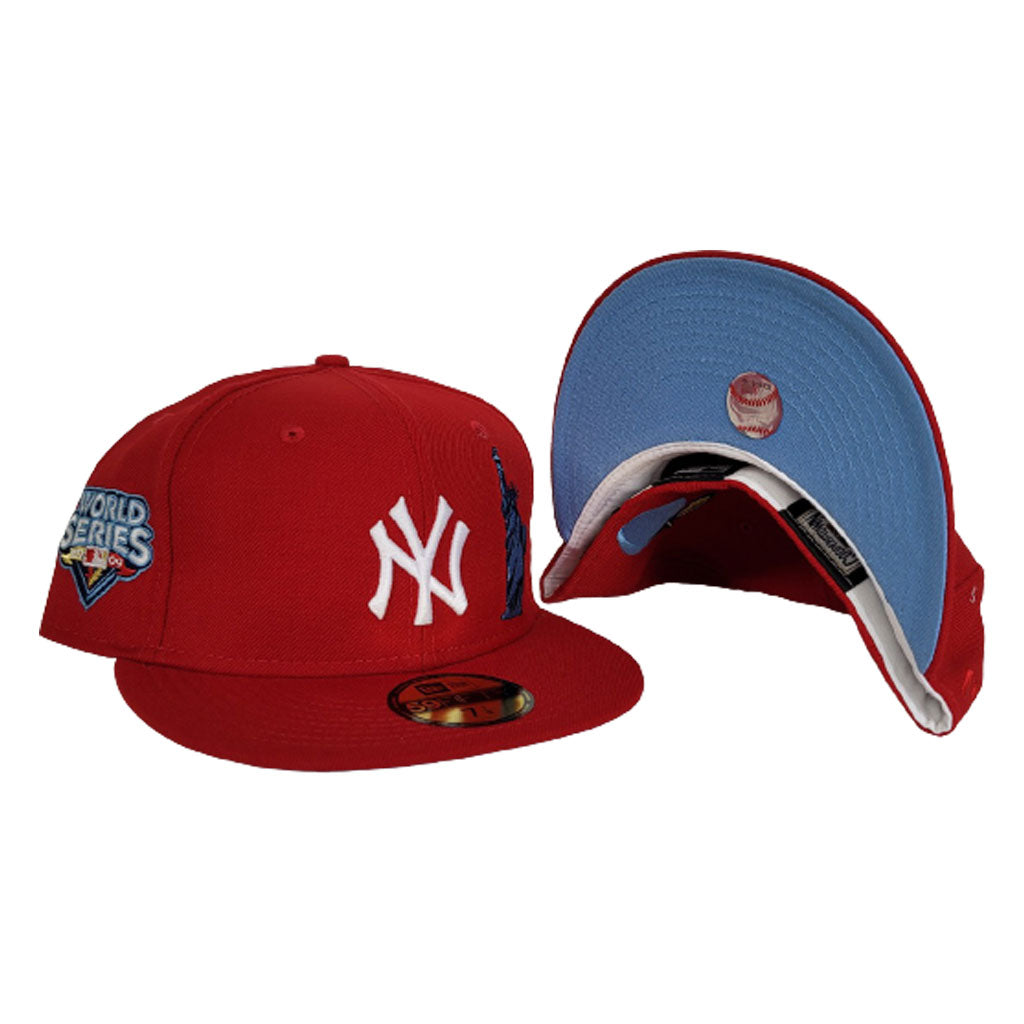 New York Yankees New Era 5950 Fitted Hats (Red) ‚Äì Custom Grey Bottom Fitteds ‚Äì 59FIFTY NY Caps 6 7/8