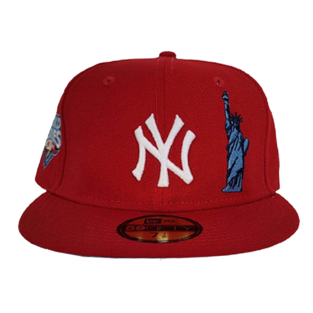 Red New York Yankees Icy Blue Bottom 2009 World Series Side Patch New Era 59Fifty Fitted Hat