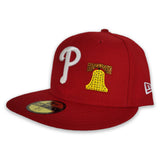 Red Philadelphia Phillies Grey Bottom Crystal 1776 Independence Day Side Patch New Era 59Fifty Fitted