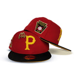 Red Pittsburgh Pirates Black Visor Yellow Bottom 1925 World Series Side Patch "Macdonald Collection" New Era 59Fifty Fitted