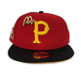 Red Pittsburgh Pirates Black Visor Yellow Bottom 1925 World Series Side Patch "Macdonald Collection" New Era 59Fifty Fitted