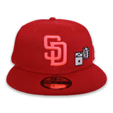 Red San Diego Padres Pink Bottom 40th Anniversary Side patch New Era 59Fifty Fitted