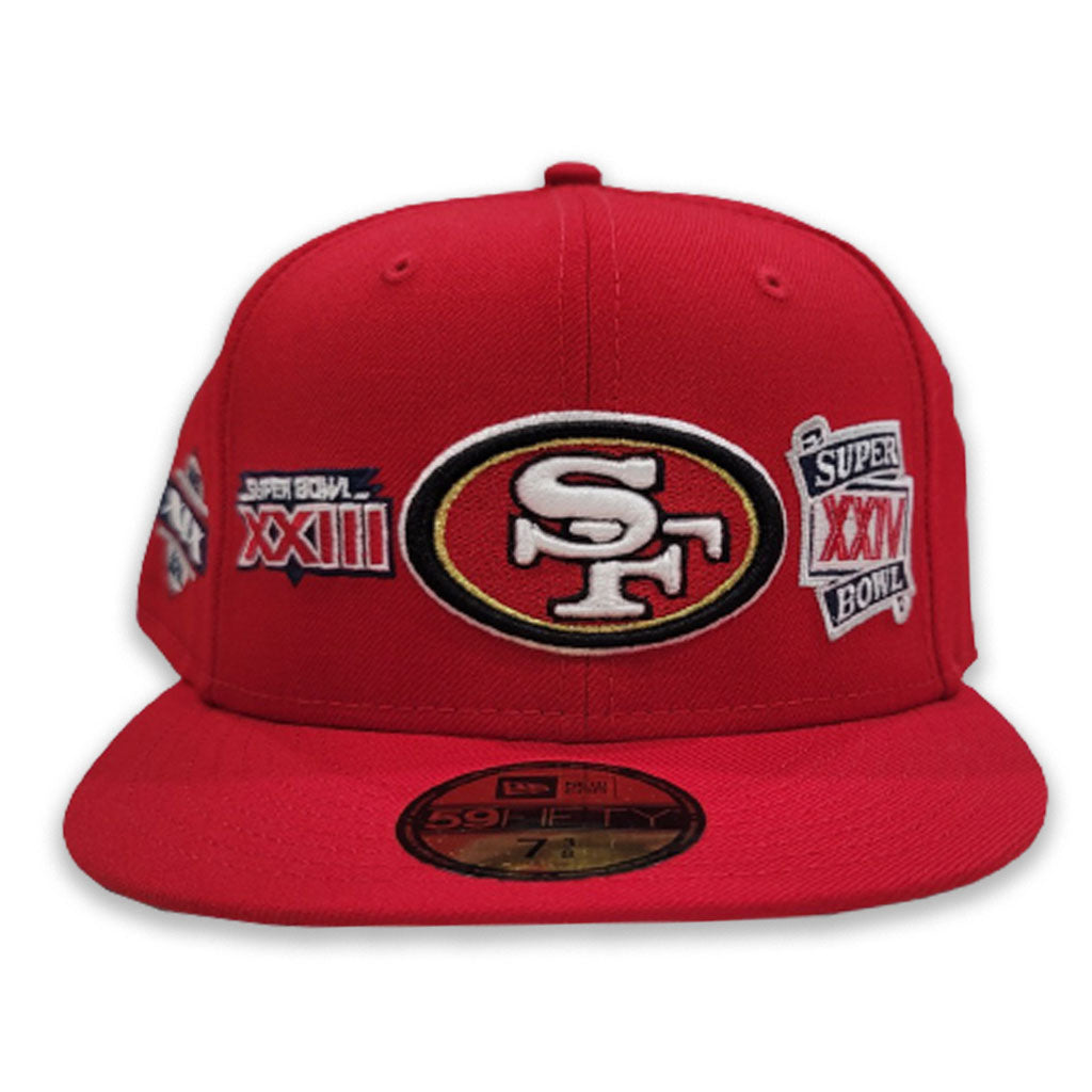 Red San Francisco 49ers 5X Super Bowl Champions New Era 59FIFTY Fitted 71/8