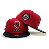Red Seattle Mariners Black Visor Gray Bottom 35th Anniversary Side Patch New Era 59Fifty Fitted