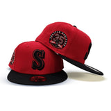 Red Seattle Mariners Black Visor Gray Bottom 35th Anniversary Side Patch New Era 59Fifty Fitted