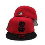 Red Seattle Mariners Black Visor Gray Bottom 35th Anniversary Side Patch New Era 59Fifty Fitted