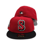 Red Seattle Mariners Black Visor Gray Bottom 35th Anniversary Side Patch New Era 59Fifty Fitted
