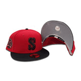 Red Seattle Mariners Black Visor Gray Bottom 35th Anniversary Side Patch New Era 59Fifty Fitted