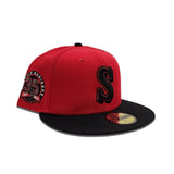 Red Seattle Mariners Black Visor Gray Bottom 35th Anniversary Side Patch New Era 59Fifty Fitted