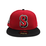 Red Seattle Mariners Black Visor Gray Bottom 35th Anniversary Side Patch New Era 59Fifty Fitted