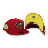 Red Tampa Bay Buccaneers Super Bowl  XXXVII Side Patch Bloom Yellow Bottom 59FIFTY Fitted