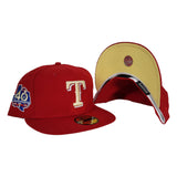 Red Texas Rangers Soft Yellow Bottom 40th Anniversary Side Patch New Era 59Fifty Fitted