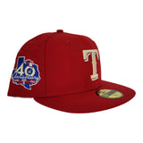 Red Texas Rangers Soft Yellow Bottom 40th Anniversary Side Patch New Era 59Fifty Fitted