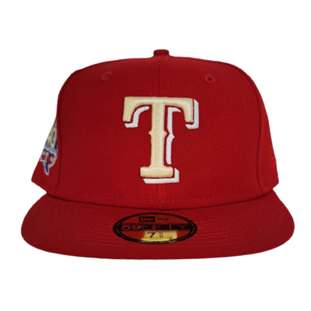 TEXAS RANGERS 40TH ANNIVERSARY RED BRIM NEW ERA FITTED HAT