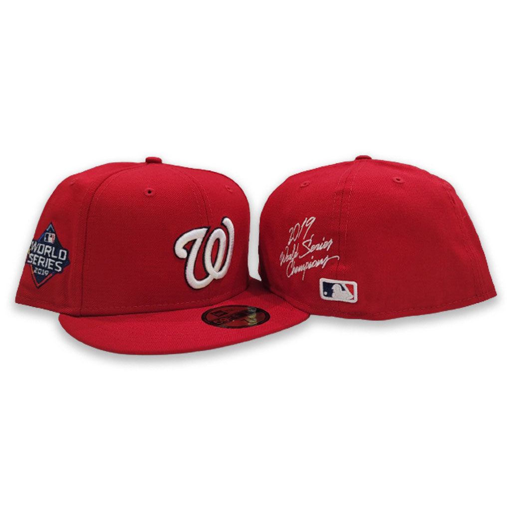 Men's Fanatics Branded Red/White Washington Nationals 2019 World Series Patch Team Trucker Snapback Hat