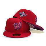 Red Washington Nationals Grape Purple Bottom 2019 World Series Champions Side Patch New Era 59Fifty Fitted