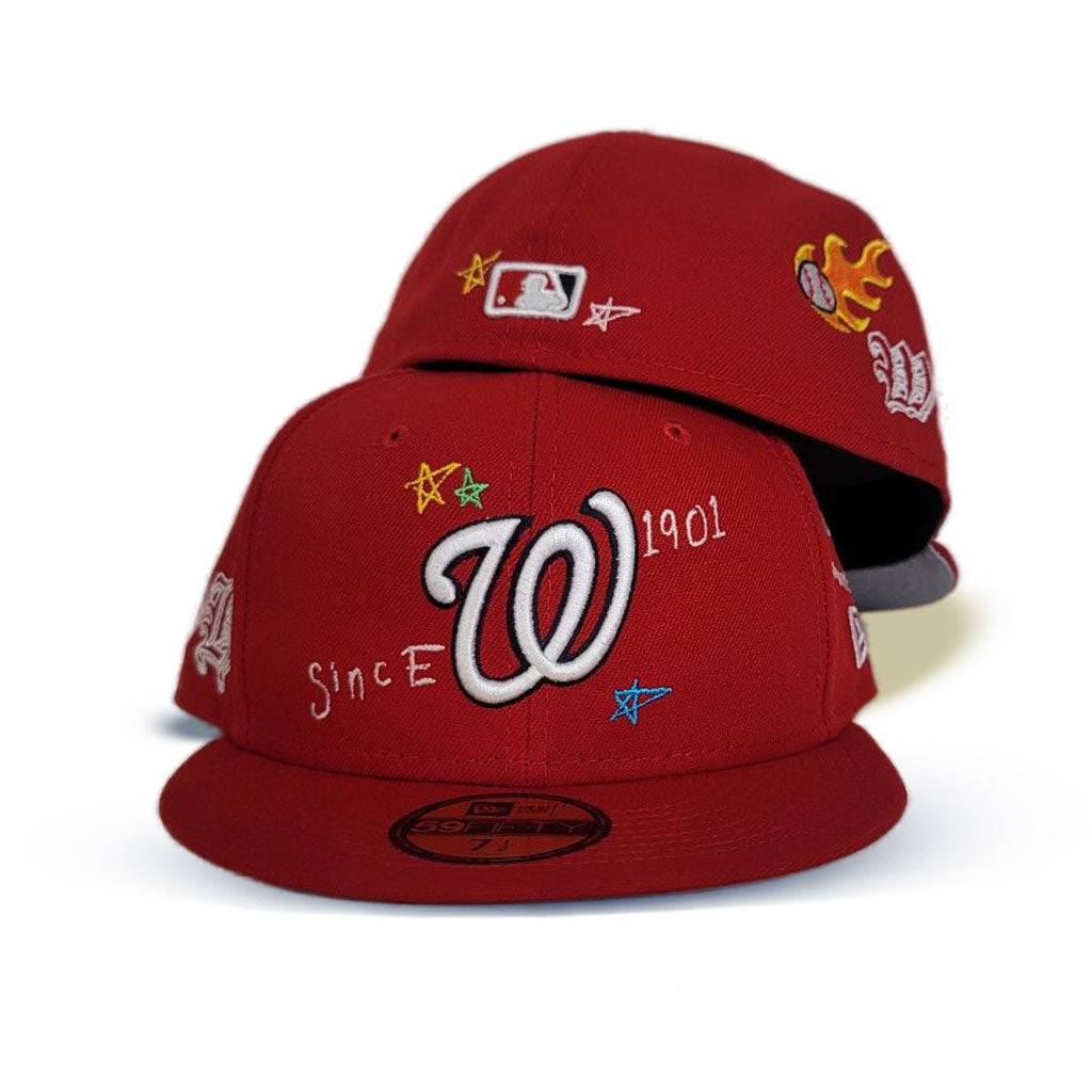 Red Washington Nationals Scribble New Era 59Fifty Fitted