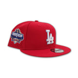Red Los Angeles Dodgers Icy Blue Bottom 40th Anniversary Side Patch New Era 9Fifty Snapback