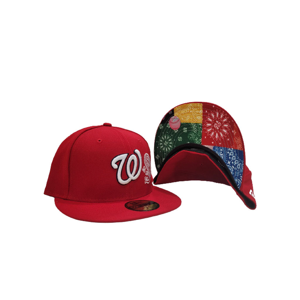 Red Washington Nationals Patchwork Bottom New Era 59FIFTY Fitted 7 7/8