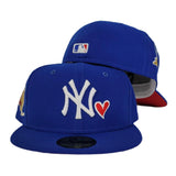 Royal Blue Heart New York Yankees Red Bottom State Map Side Patch New Era 59Fifty Fitted