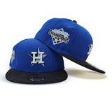 Royal Blue Houston Astros Black Corduroy Visor Icy Blue Bottom 2022 World Series Champions Side Patch New Era 59Fifty Fitted