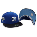 Royal Blue Houston Astros Black Corduroy Visor Icy Blue Bottom 2022 World Series Champions Side Patch New Era 59Fifty Fitted