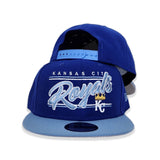 Royal Blue Kancas City Royals Team Scrip Gray Bottom New Era 9Fifty Snapback