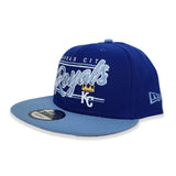 Royal Blue Kancas City Royals Team Scrip Gray Bottom New Era 9Fifty Snapback