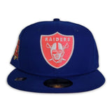 Royal Blue Las Vegas Raiders Pink Bottom 3X Super Bowl Champions Side Patch New Era 59Fifty Fitted