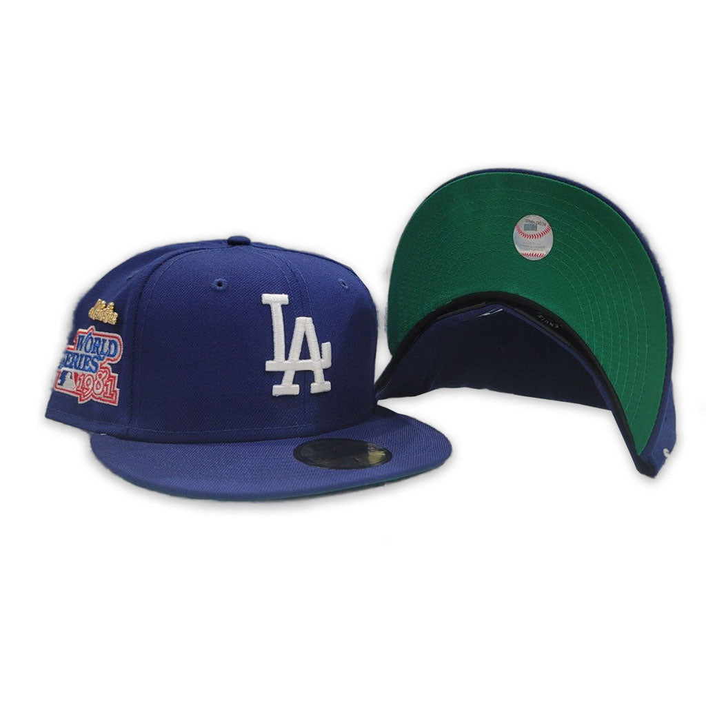 Royal Blue Los Angeles Dodgers Green Bottom 1981 World Series Side Patch "59FIFTY DAY" New Era 59Fifty Fitted
