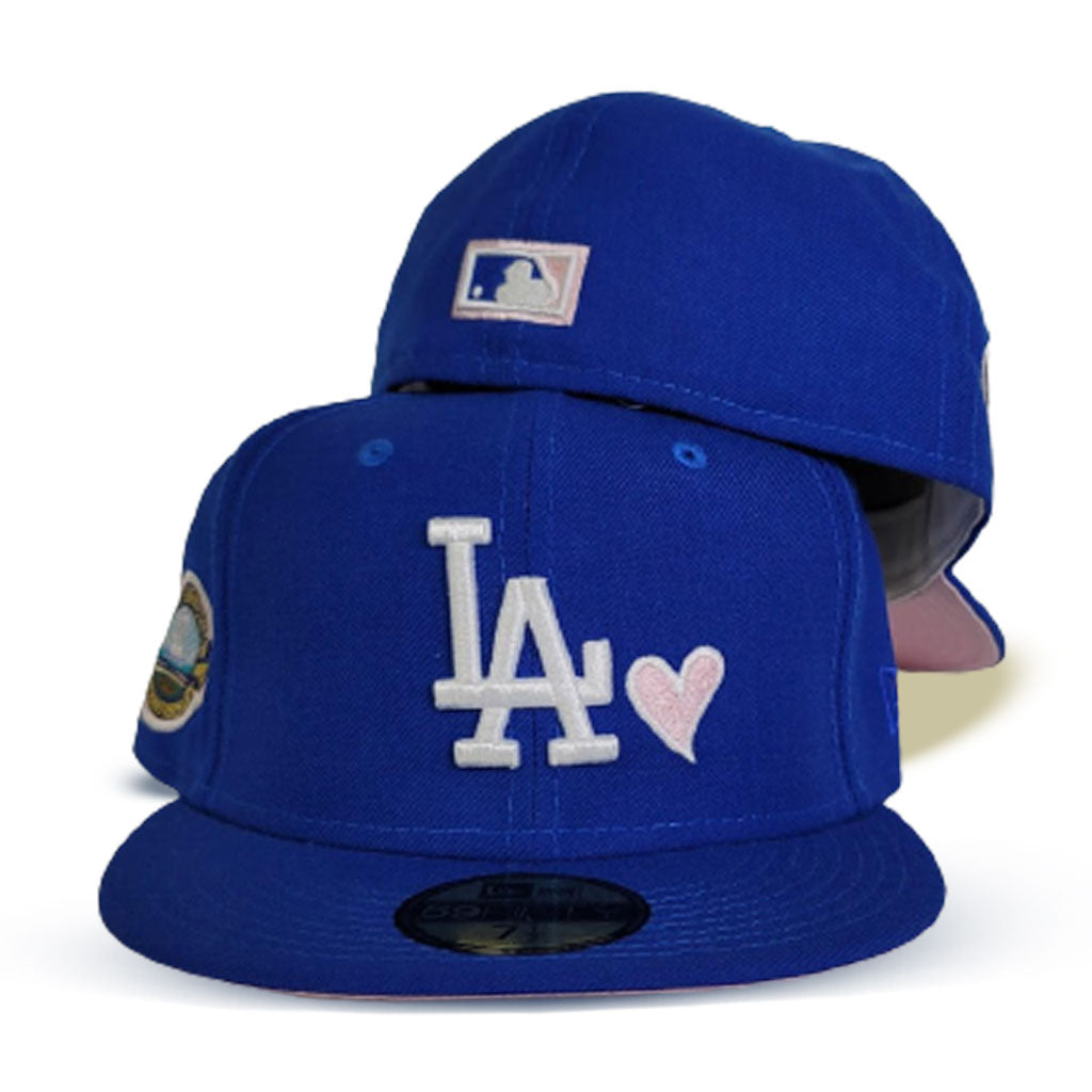 Heart Los Angeles Dodgers Royal Blue Pink Bottom 50th Anniversary New Era  59Fifty Fitted