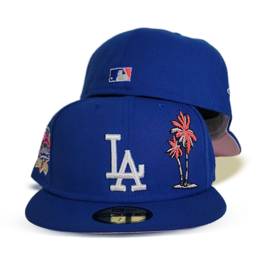 Royal Blue Los Angeles Dodgers Pink Bottom 100th Anniversary Side Patch New Era 59Fifty Fitted