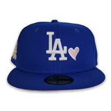 Royal Blue Los Angeles Dodgers Pink Bottom 100th Anniversary Side Patch New Era 59Fifty Fitted