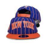 Royal Blue New York Knicks Pinstripe Green Bottom New Era 9Fifty Snapback