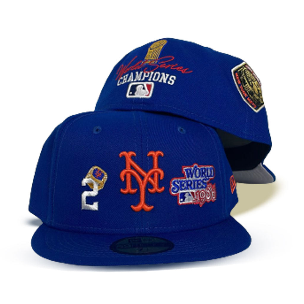 Royal Blue New York Mets 2x World Series Champions Ring New Era 59FIFTY Fitted 7 1/8