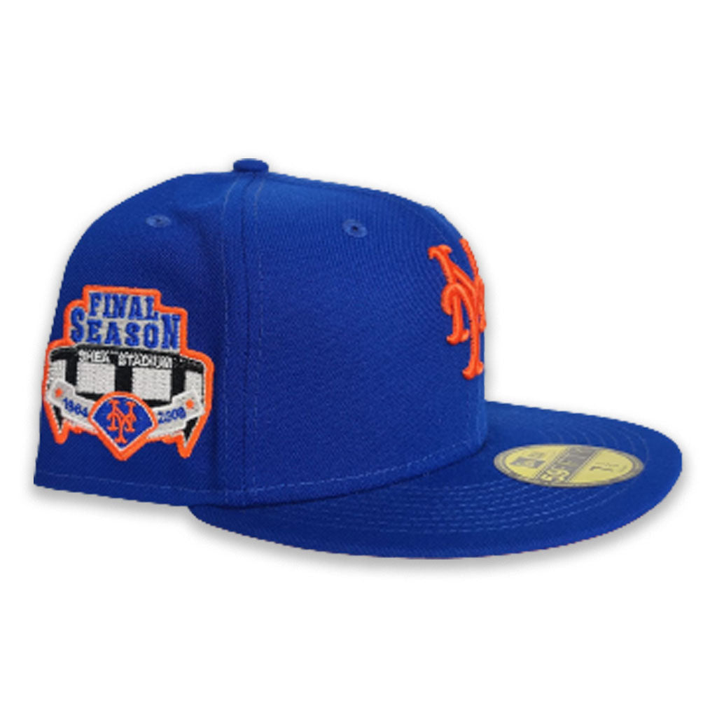 Royal Blue New York Mets Orange Bottom Dice Collection Shea Stadium Final Season Patch New Era 59FIFTY Fitted 67/8