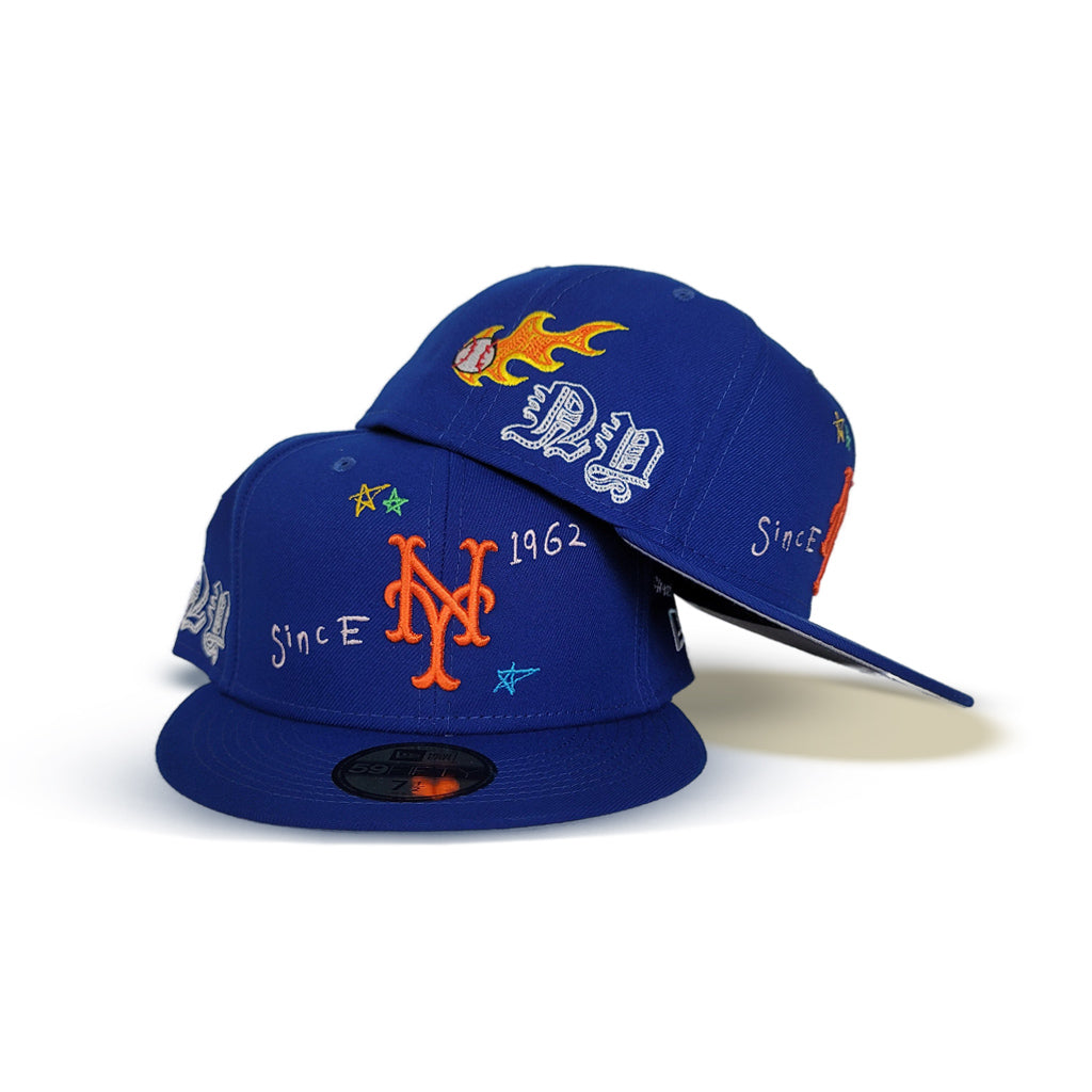 Royal Blue New York Mets Scribble New Era 59Fifty Fitted