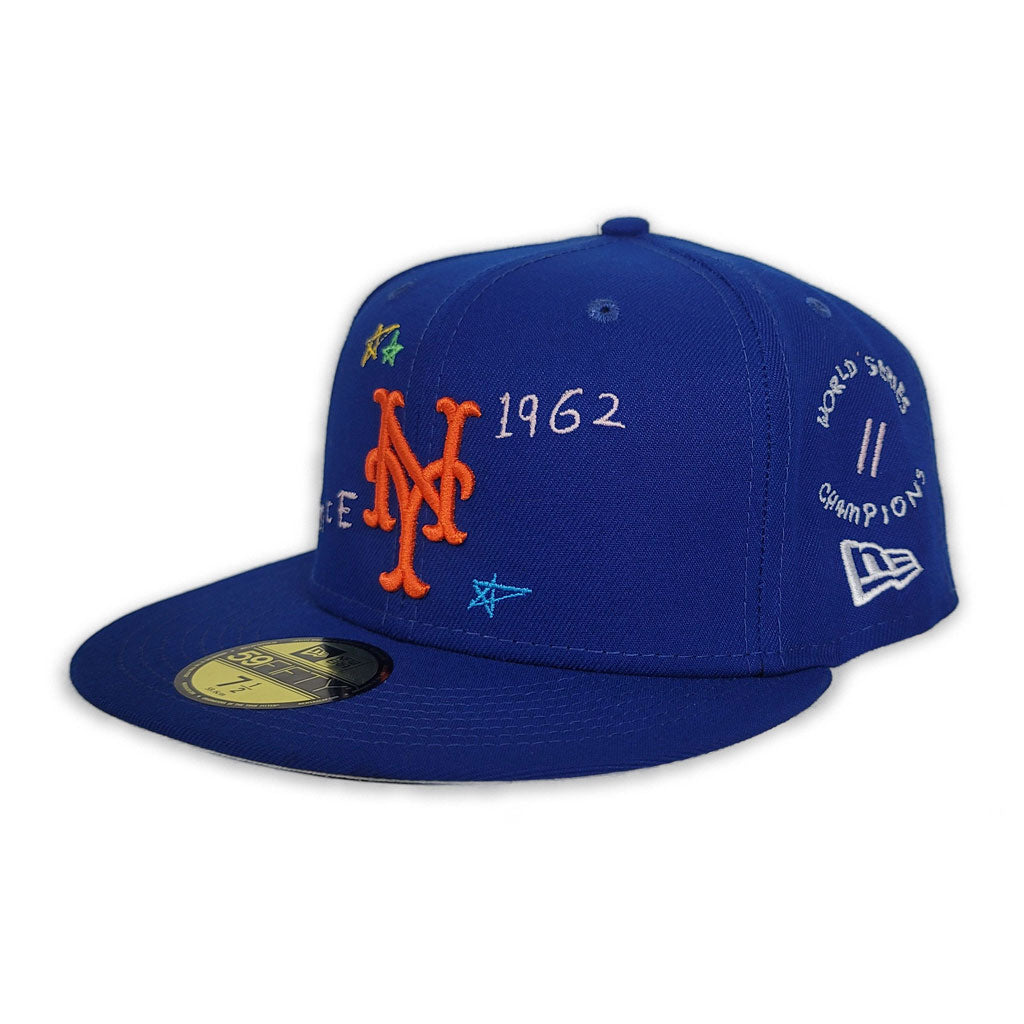  New Era New York Mets Light Royal Blue Side Split 59Fifty  Fitted Baseball Hat : Sports & Outdoors